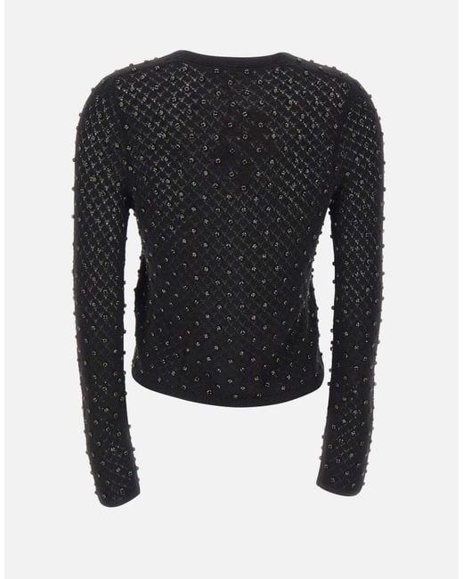 Max Mara Black Embellished V-Neck Cardigan