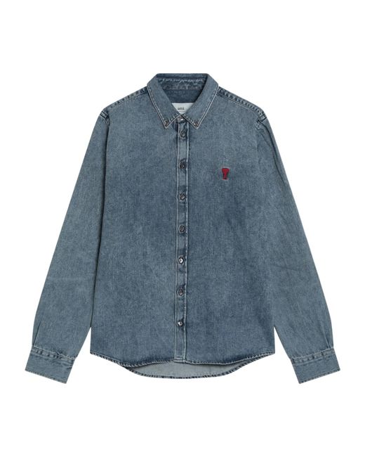AMI Blue Heart Denim Shirt for men