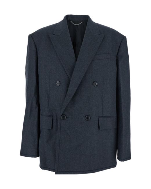 Juun.J Blue Double-Breasted Blazer for men