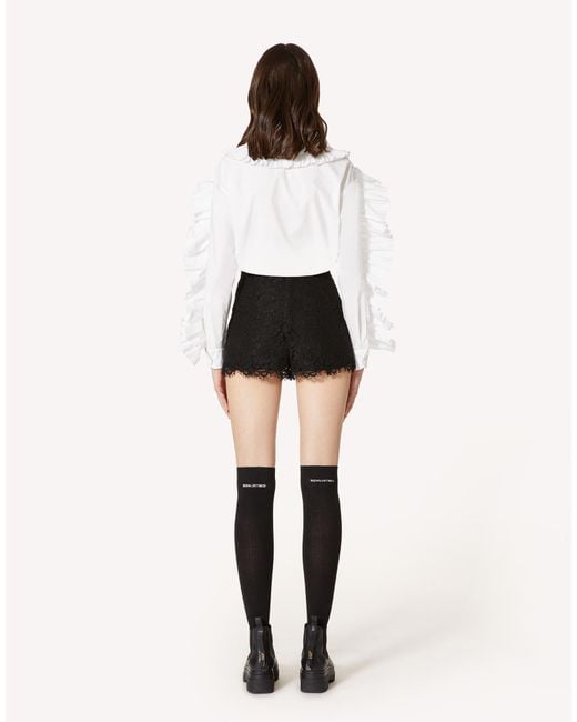 RED Valentino Black Lace Detail Shorts