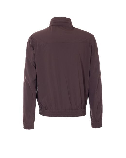 Brunello Cucinelli Purple Elasticated Hem Zipped Bomber Jacket for men
