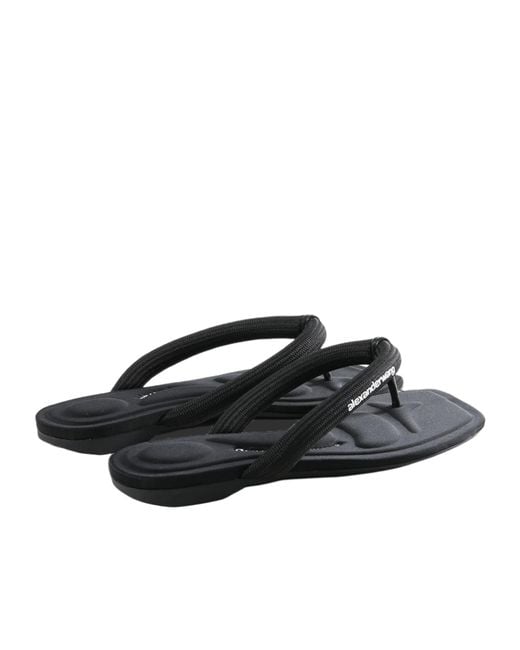 Alexander Wang Black Logo Printed Jenna Thong Slippers