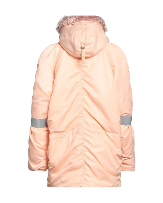 MM6 by Maison Margiela Pink Hooded Parka With Faux Fur Trim
