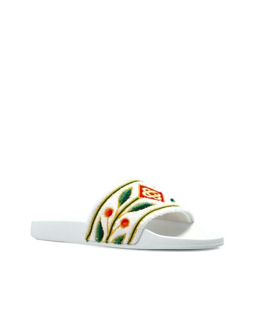 Casablanca Metallic Embroidered Logo-Patch Sandals