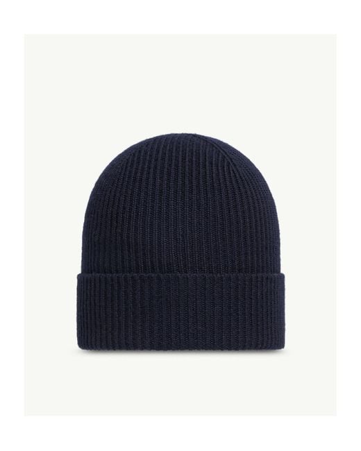 Moncler Blue Logo Patch Knitted Beanie for men