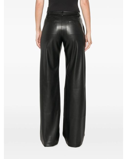 ERMANNO FIRENZE Gray Wide-Leg Faux Leather Casual Trousers
