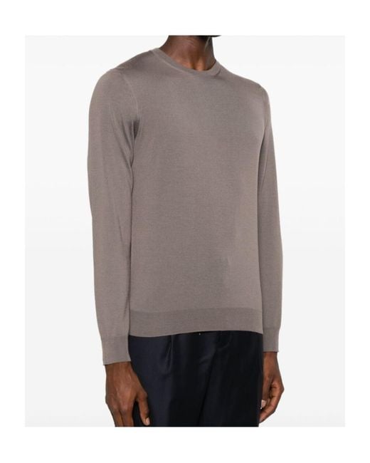 Drumohr Gray Ribbed Crew Neck Knitwear for men