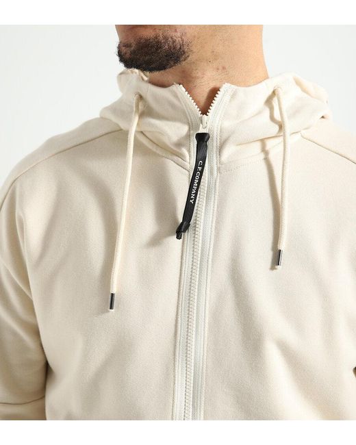 C P Company Natural Goggles-Detail Zipped-Up Hoodie for men