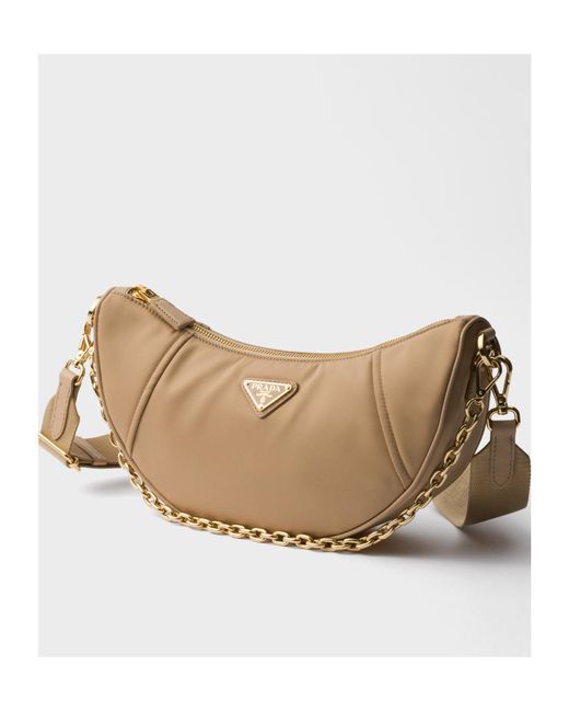 Prada Natural Demi-Lune Zipped Shoulder Bag