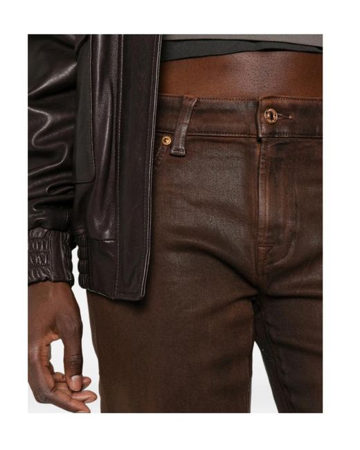 7 For All Mankind Brown Calie Straight-Leg Jeans