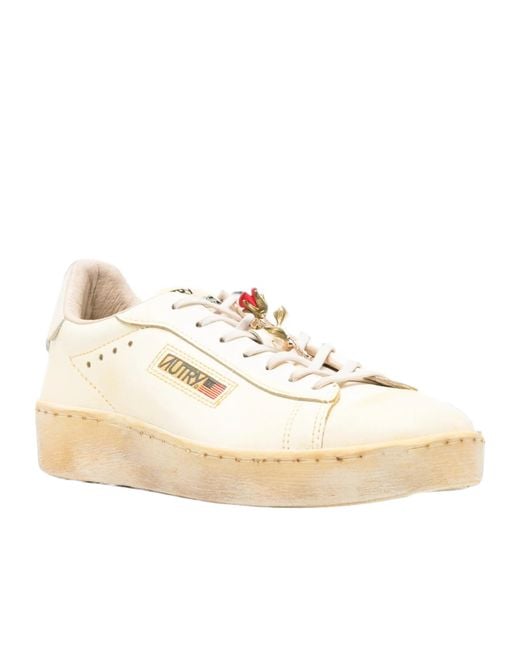 Autry Natural Dallas Vintage Rose-Embellished Lace-Up Sneakers