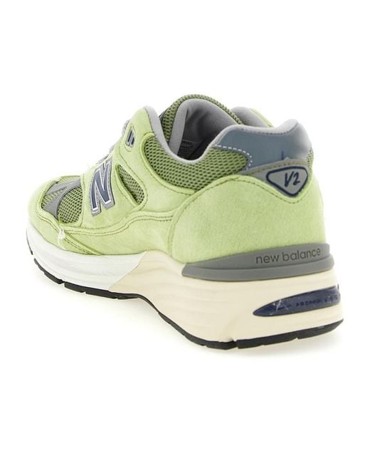 New Balance Green 991V2 Lace-Up Sneakers for men