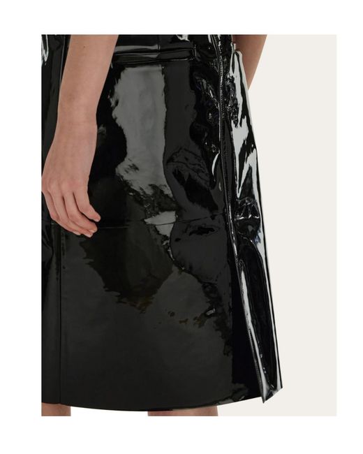 Ferragamo Black Patent Leather Pencil Skirt