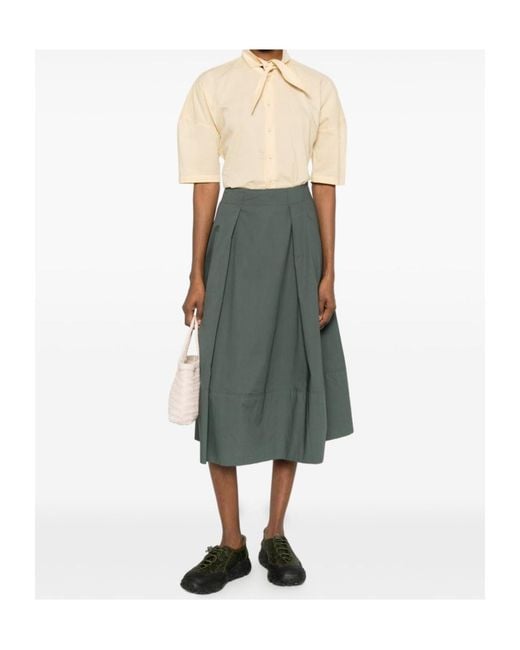 Woolrich Gray Pleated Poplin Maxi Skirt