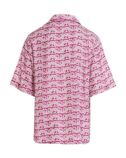 Gcds Pink Waved Logo Shirt for men