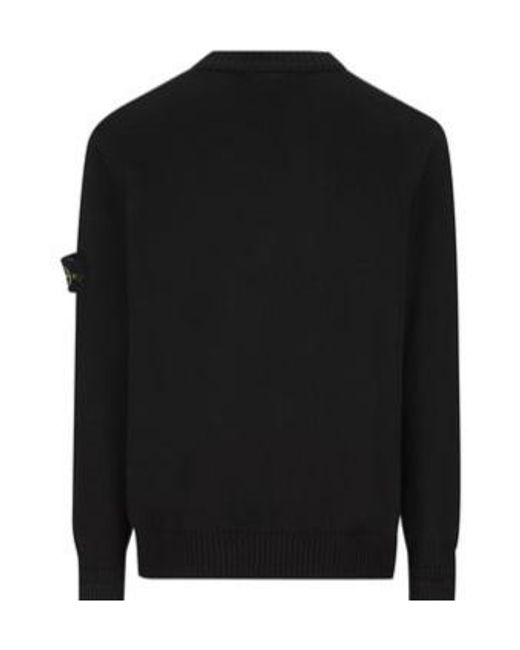 Stone Island Black Logo Patch Crewneck Jumper for men