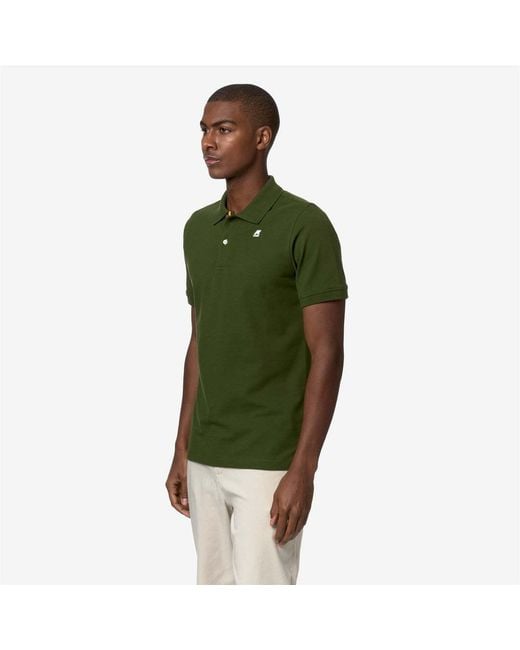 K-Way Green Two-Button Logo Polo Shirt for men