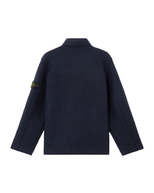 Stone Island Blue Logo Patch Buttoned Cardigan for men