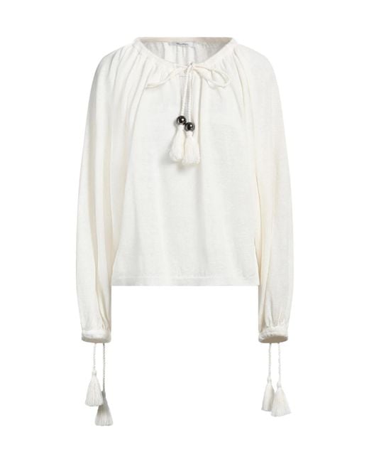 Max Mara White Solid-Colored Knitwear