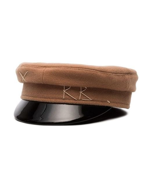 Ruslan Baginskiy Brown Initial Detailed Baker Boy Cap