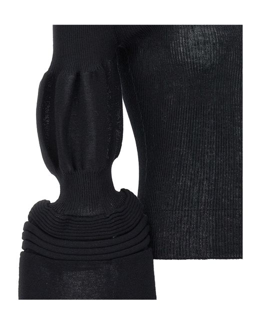 Issey Miyake Black Assemblage Puff-Sleeved Branch Top