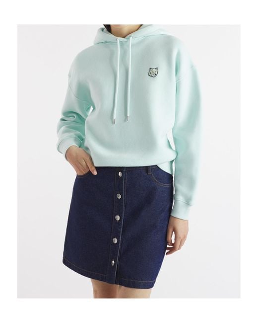 Maison Kitsuné Blue Maison Kitsuné Bold Fox Head Patch Drawstring Hoodie