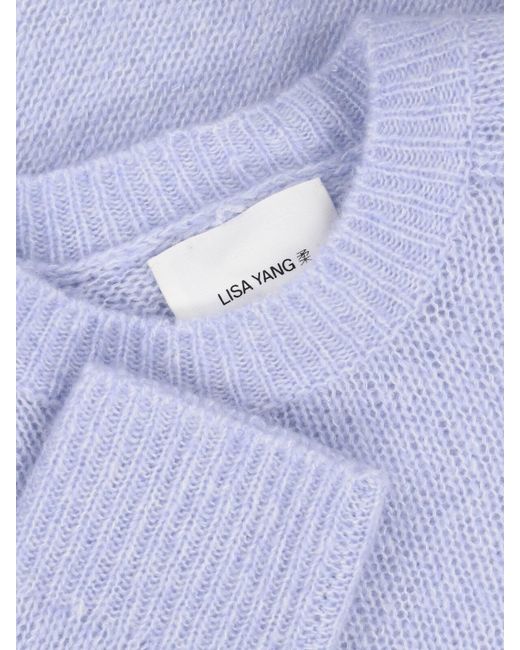 Lisa Yang Blue Solene Ribbed-Knit Crewneck Jumper