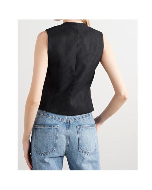 Nili Lotan Black Angelina Pinstripe Vest
