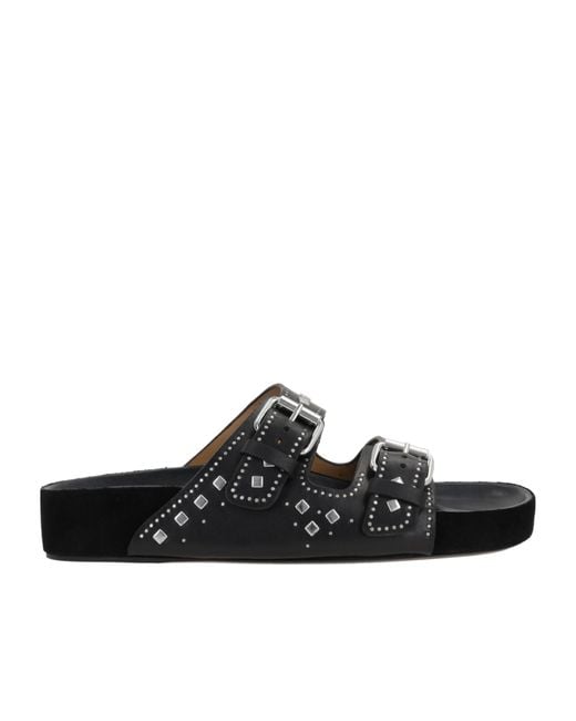 Isabel Marant Black Lennyo Studded Slip-On Slides