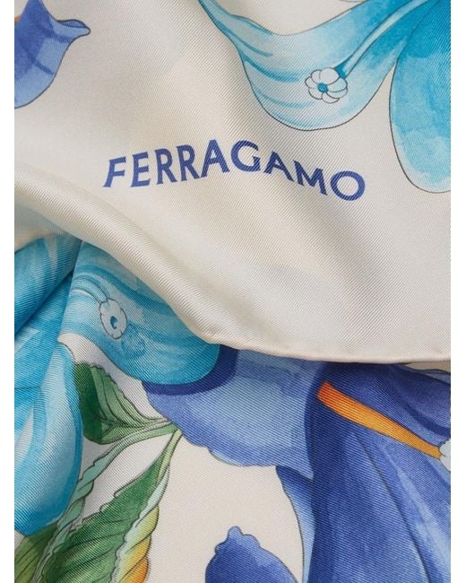 Ferragamo Blue Logo Scarf