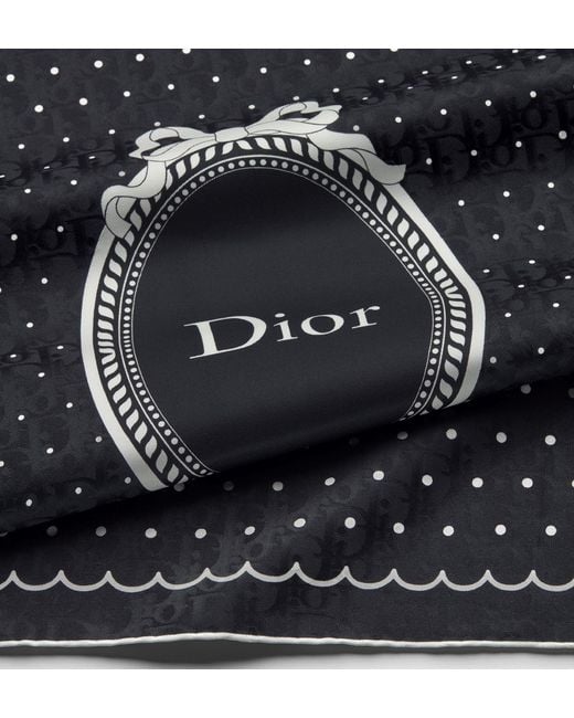 Dior Black Polka Oblique 70 Square Scarf