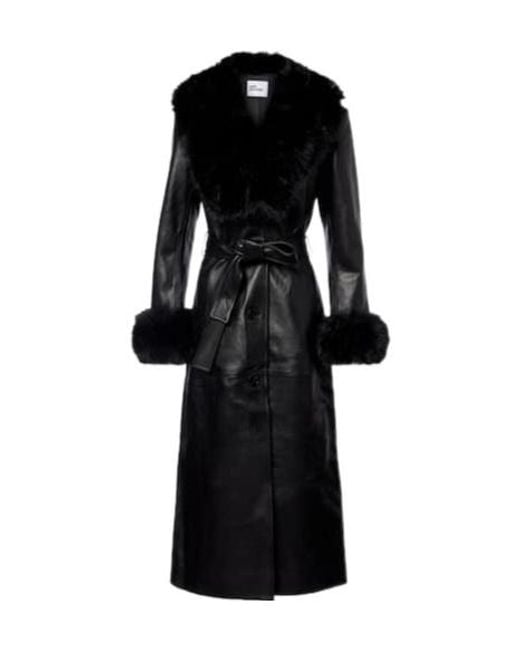 Self-Portrait Black Belted Leather Coat