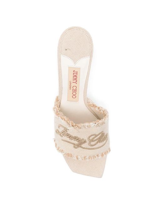 Jimmy Choo Natural Square-Toe High-Heeled Sandals