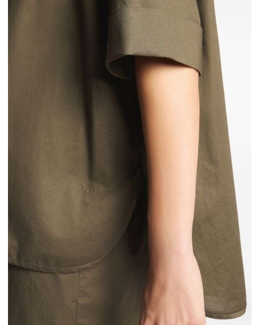 Fay Green Oversized Half-Sleeve Shirt Top