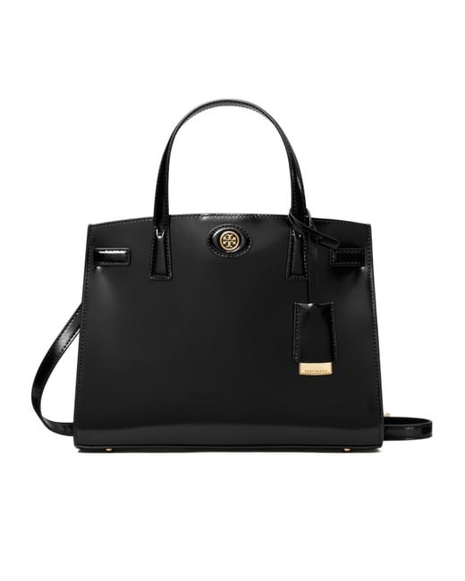 Tory Burch Black Small Robinson Spazzolato Tote Bag