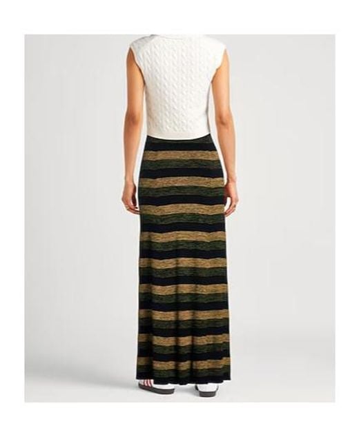 Ganni Black Striped Midi Skirt