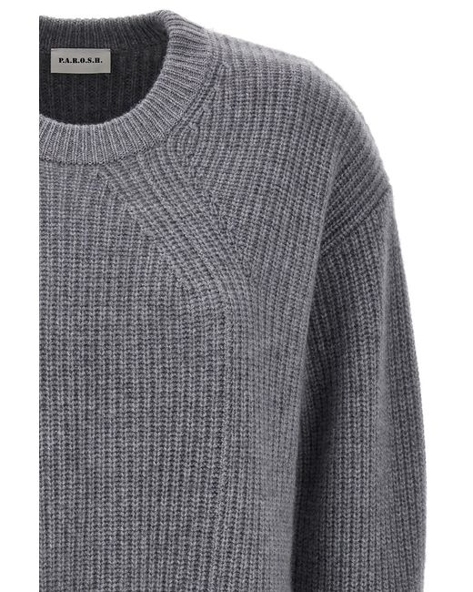 P.A.R.O.S.H. Gray Ribbed-Knit Cashmere Jumper