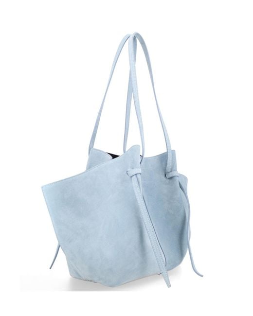 Yuzefi Blue Large Mochi Suede Shoulder Bag