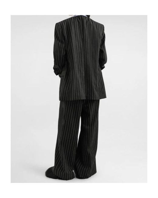 Dolce & Gabbana Black Virgin Wool-Linen Pinstripe Sicilia Blazer