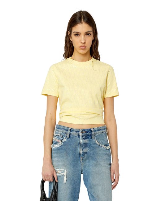 DIESEL Yellow Logo-Print Short-Sleeve T-Shirt