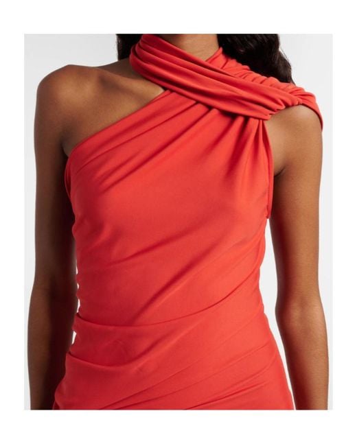 Christopher Esber Red Cutout Draped One-Shoulder Gown