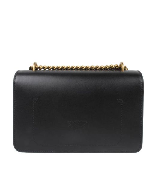 Pinko Black Love One Chain-Linked Mini Shoulder Bag