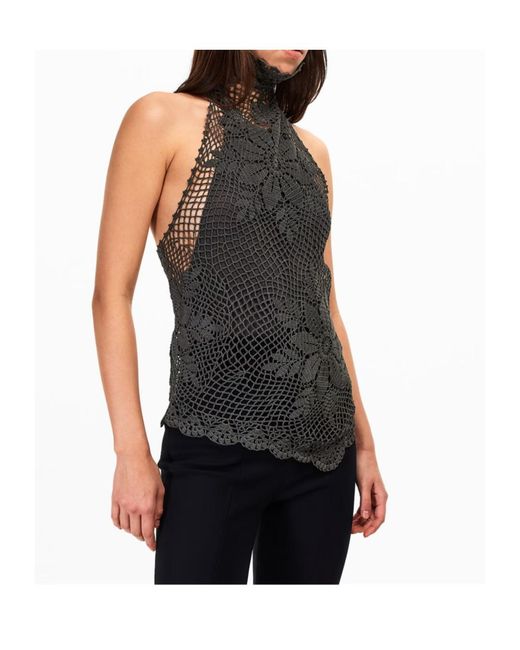 Magda Butrym Brown Crochet Woven Cami Vest