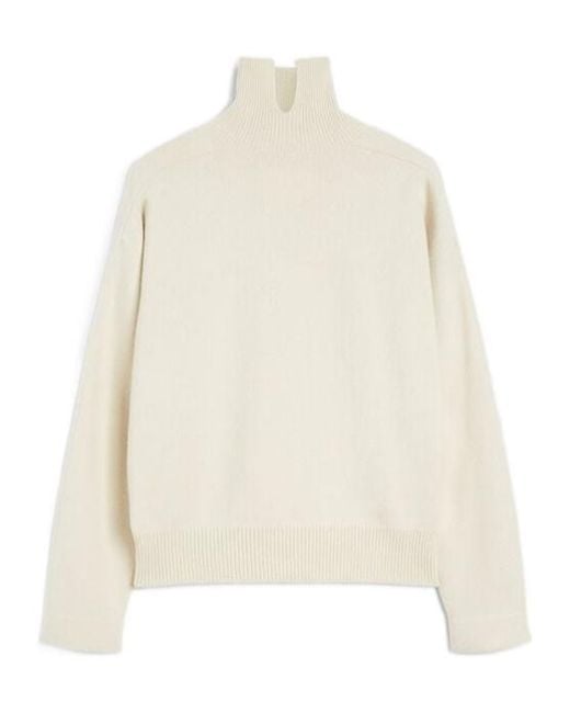 Jil Sander White High Neck Jumper