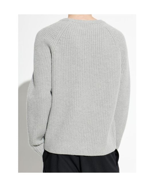 Lisa Yang Gray Raglan-Sleeve Crew-Neck Sweater for men