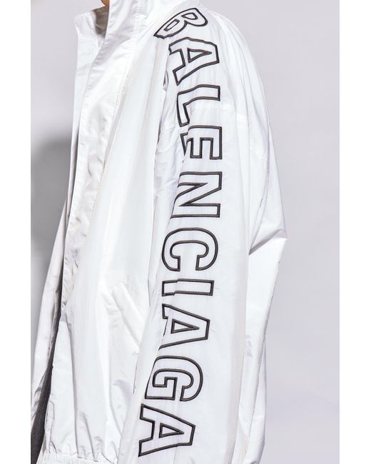 Balenciaga White Logo Printed Jacket for men