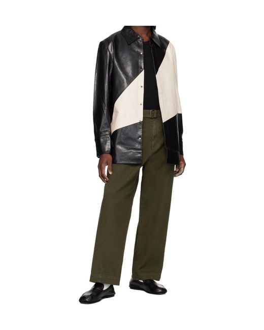 Entire studios Black Block Leather Shirt for men