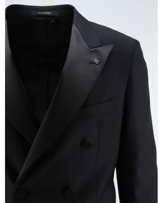Tagliatore Black Double-Breasted Suit for men