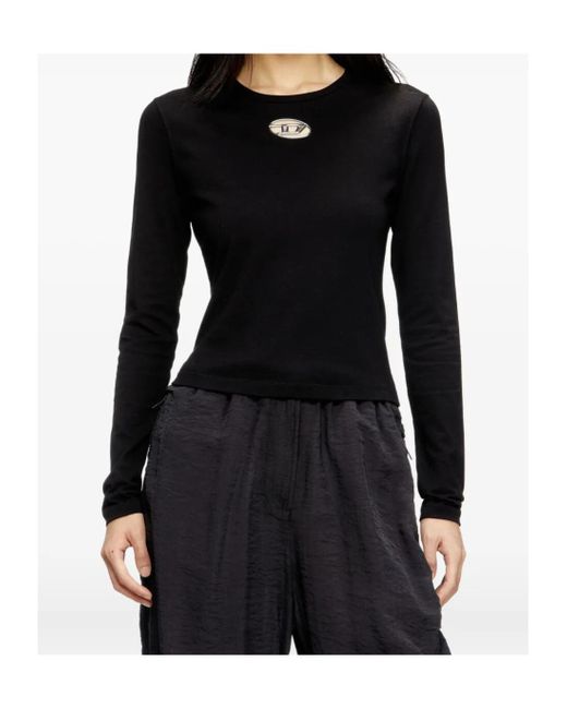 DIESEL Black T-Uncutie-Long-Ls-Od Oval D Cut Out Top