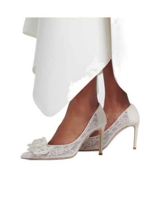 Jimmy Choo White Lace Flower High Heels